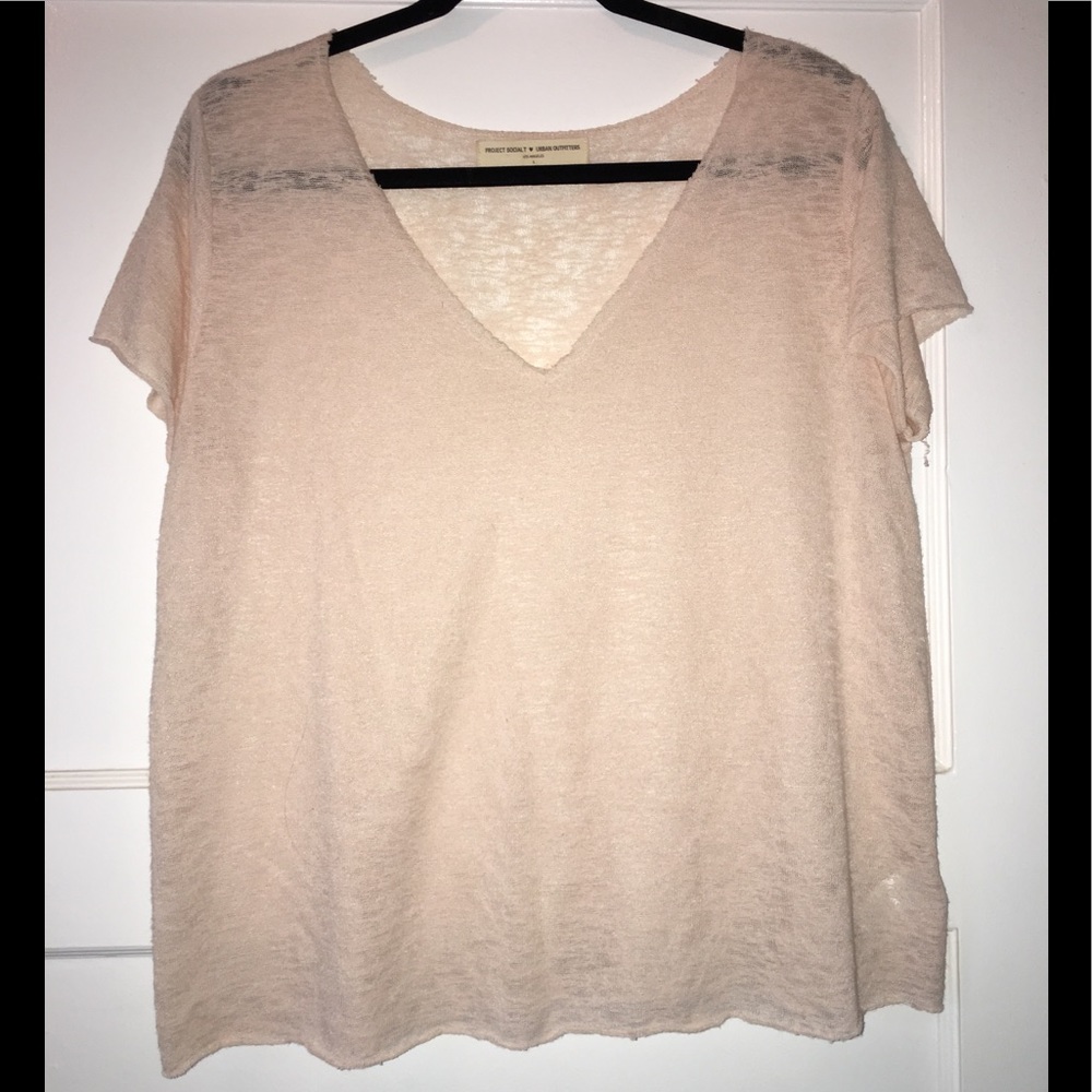 Project Social T Textured-Knit V-Neck Short-Sleeve
